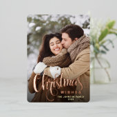 スパークルメリークリスマスフォトGREETINGバラ金ゴールド 箔シーズンカード (立ち正面)