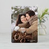 スパークルメリークリスマスフォトGREETINGバラ金ゴールド 箔シーズンカード (立ち正面)