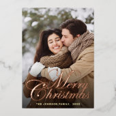 スパークルメリークリスマス2 PHOTOグリーティングバラ金ゴールド 箔シーズンカード (正面)