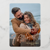 スパークルメリークリスマス2 PHOTOグリーティングバラ金ゴールド 箔シーズンカード (正面)