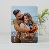 スパークルメリークリスマス2 PHOTOグリーティングバラ金ゴールド 箔シーズンカード (立ち正面)