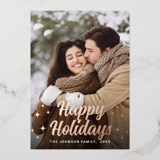 スパークルメリークリスマス2 PHOTOグリーティングバラ金ゴールド 箔シーズンカード (正面)