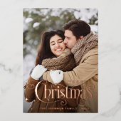 スパークルメリークリスマス4 PHOTOグリーティングバラ金ゴールド 箔シーズンカード (正面)