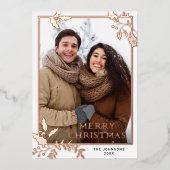 スパークルメリークリスマス4 PHOTOグリーティングバラ金ゴールド 箔シーズンカード (正面)