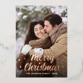 スパークルメリークリスマス4 PHOTOグリーティングバラ金ゴールド 箔シーズンカード (正面)