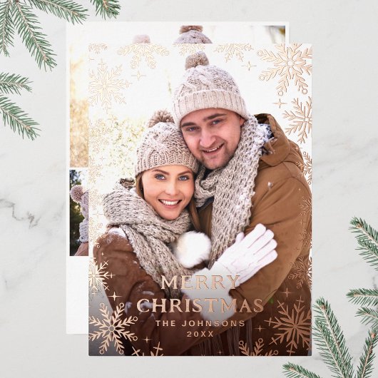 スパークルメリークリスマス4 PHOTOグリーティングバラ金ゴールド 箔シーズンカード