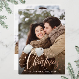 スパークルメリークリスマス4 PHOTOグリーティングバラ金ゴールド 箔シーズンカード