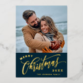 スパークルメリークリスマス5フォトゴールドフォイル 箔シーズンカード (正面)