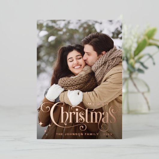 スパークルメリークリスマス5 PHOTOグリーティングバラ金ゴールド 箔シーズンカード (立ち正面)