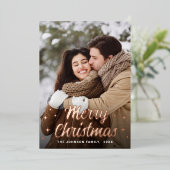スパークルメリークリスマス5 PHOTOグリーティングバラ金ゴールド 箔シーズンカード (立ち正面)