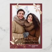 スパークルメリークリスマス5 PHOTOグリーティングバラ金ゴールド 箔シーズンカード (正面)