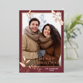 スパークルメリークリスマス5 PHOTOグリーティングバラ金ゴールド 箔シーズンカード (立ち正面)