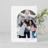 スパークルモダンクリスマスフォトグリーティングシルバー 箔シーズンカード (立ち正面)