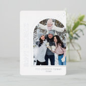 スパークルモダンクリスマスフォトグリーティングシルバー 箔シーズンカード (立ち正面)