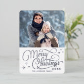 スパークルモダンクリスマスフォトシルバー 箔シーズンカード (立ち正面)