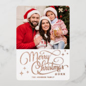 スパークルモダンクリスマスフォトバラ金ゴールド 箔シーズンカード (正面)