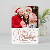 スパークルモダンクリスマスフォトバラ金ゴールド 箔シーズンカード (立ち正面)