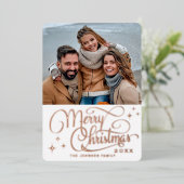 スパークルモダンクリスマスフォトバラ金ゴールド 箔シーズンカード (立ち正面)