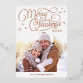 スパークルモダンクリスマスフォトバラ金ゴールド 箔シーズンカード (正面)