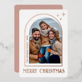 スパークルモダンクリスマスフォトGREETINGバラ金ゴールド 箔シーズンカード