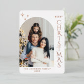 スパークルモダンクリスマスフォトGREETINGバラ金ゴールド 箔シーズンカード (立ち正面)