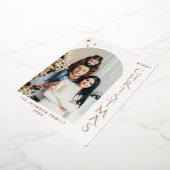 スパークルモダンクリスマスフォトGREETINGバラ金ゴールド 箔シーズンカード (回転した状態)