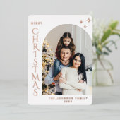 スパークルモダンクリスマスフォトGREETINGバラ金ゴールド 箔シーズンカード (立ち正面)