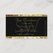 スパークルモダンゴールデングリッタースターズイニシャルブラック 名刺 (裏面)