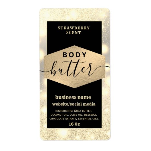 スパークルモダンスエレガントスクリプト体バターのラベル ラベル (正面)