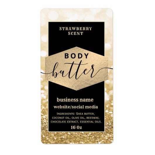 スパークルモダンスエレガントスクリプト体バターのラベル ラベル (正面)