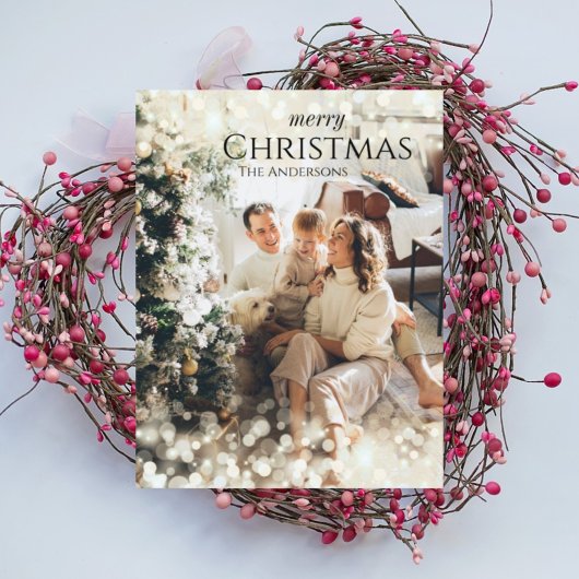 スパークルモダンスエレガント・クリスマスフォト・カード シーズンカード
