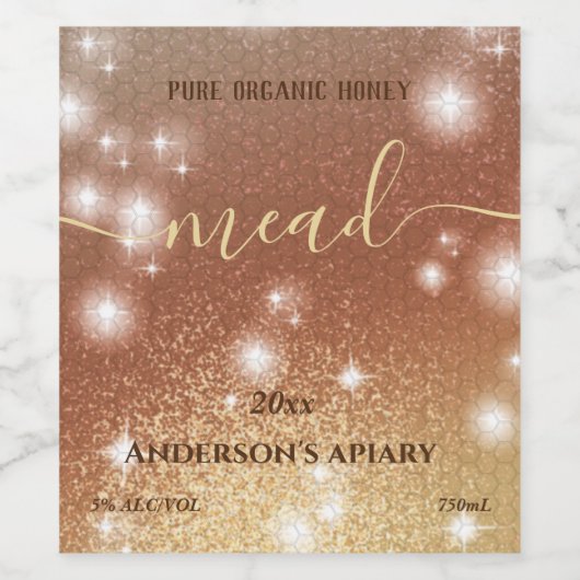 スパークルモダンハニカムのミートワインラベル ワインラベル (シングルラベル)