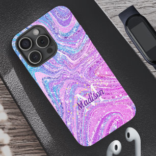 スパークルユニコーンガーリー虹の大理石アートケースマット iPhone 16 PROケース