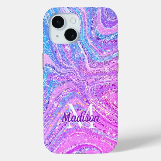 スパークルユニコーンガーリー虹の大理石アートケースマット Case-Mate iPhoneケース (裏面)