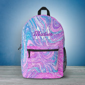 スパークルユニコーンガーリー虹の大理石アート プリントバックパック