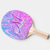 スパークルユニコーンガーリー虹の大理石アート 卓球ラケット (横)