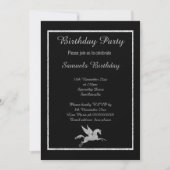 スパークルユニコーンブラックバックグラウンド誕生日 招待状 (正面)