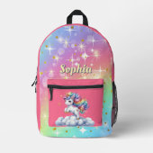 スパークルユニコーン魔法の雲 プリントバックパック (正面)