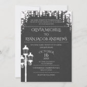 スパークルランプポストガラ結婚の石板 招待状 (正面)