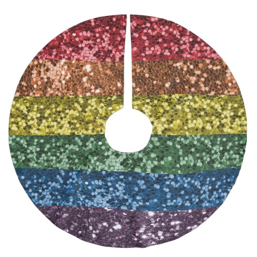 スパークルレインボーグリッターシークイングラムトレンディー ブラッシュドポリエステルツリースカート (正面)