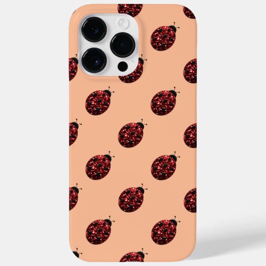 スパークルレッドスパークルてんとう虫パターンもも色 Case-Mate iPhoneケース (裏面)