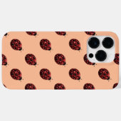 スパークルレッドスパークルてんとう虫パターンもも色 Case-Mate iPhoneケース (裏面 (横))