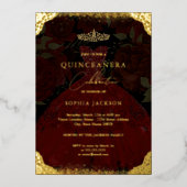 スパークルレッド金ゴールドドレスティアラフォトキンセアニェラ 箔招待状 (正面)