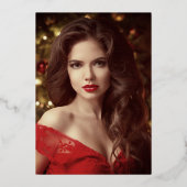 スパークルレッド金ゴールドドレスティアラフォトキンセアニェラ 箔招待状 (裏面)