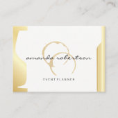 スパークルワイン染色金ゴールドメタリックワインボトルガラス 名刺 (正面)