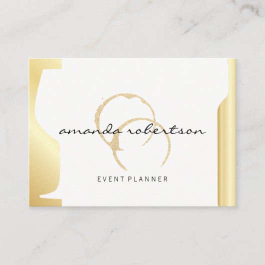 スパークルワイン染色金ゴールドメタリックワインボトルガラス 名刺 (正面)