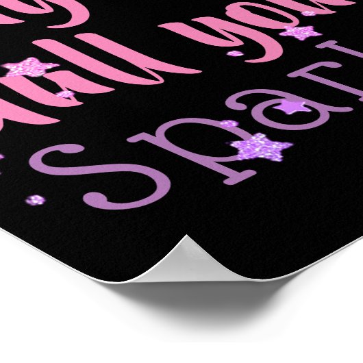 スパークル感動的引用文パープルピンク星 ポスター (角)