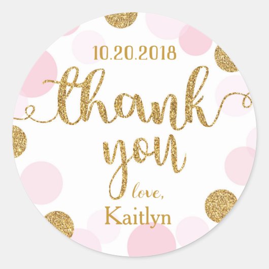 スパークル振りかけるドットありがとうラベル ラウンドシール (正面)