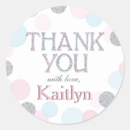 スパークル振りかけるドットありがとうラベル ラウンドシール