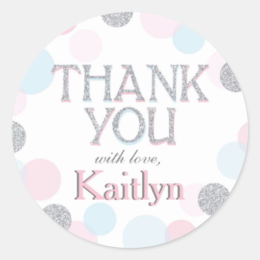 スパークル振りかけるドットありがとうラベル ラウンドシール (正面)